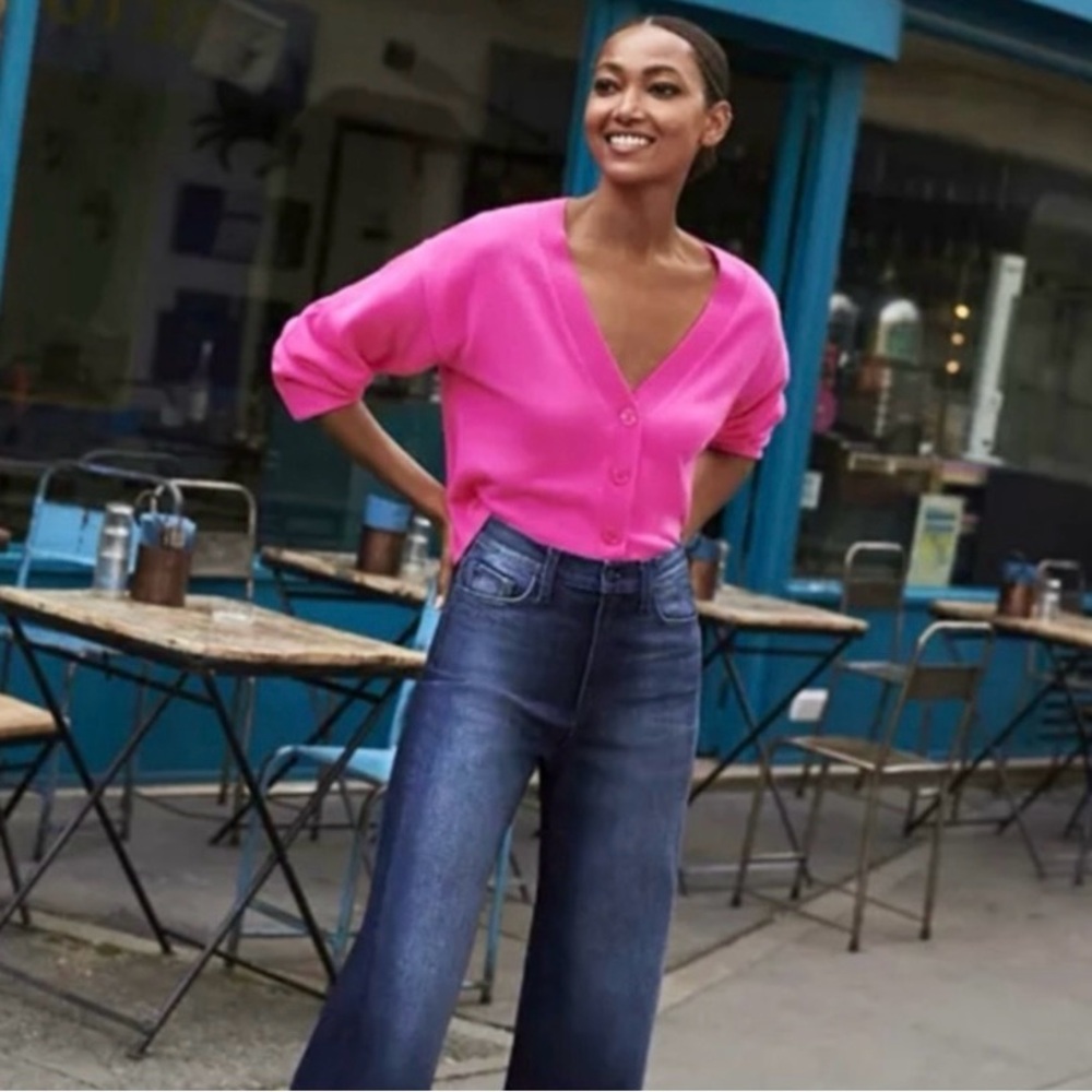 Aqua Womens Front Button Cashmere V-Neck Cardigan Sweater V10337 Neon Pink L - Picture 13 of 16